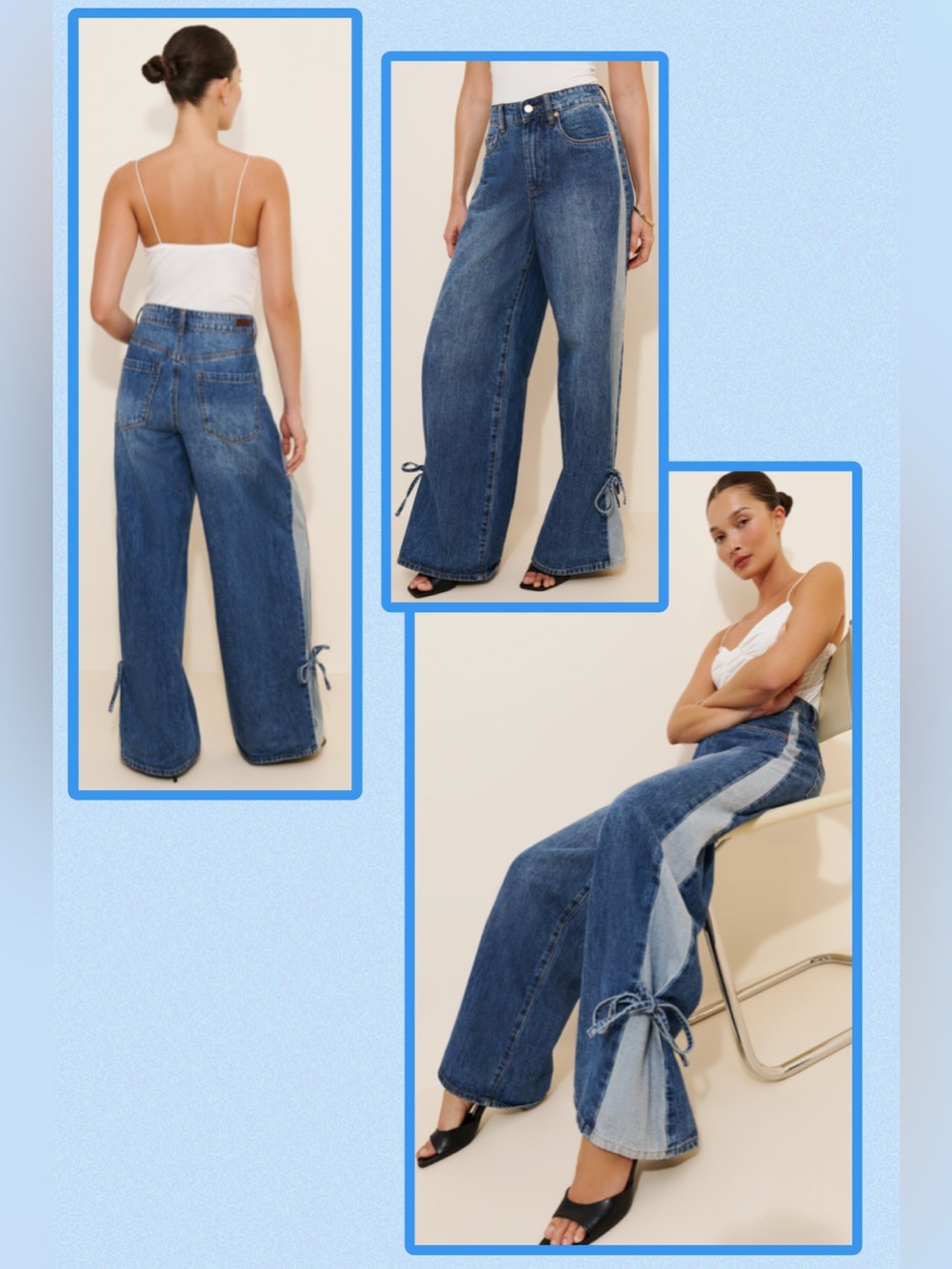 NWT Blanknyc The Harrison Low Rise Baggy Ankle Tie Jeans 27 Midnight Contrast - Picture 3 of 17